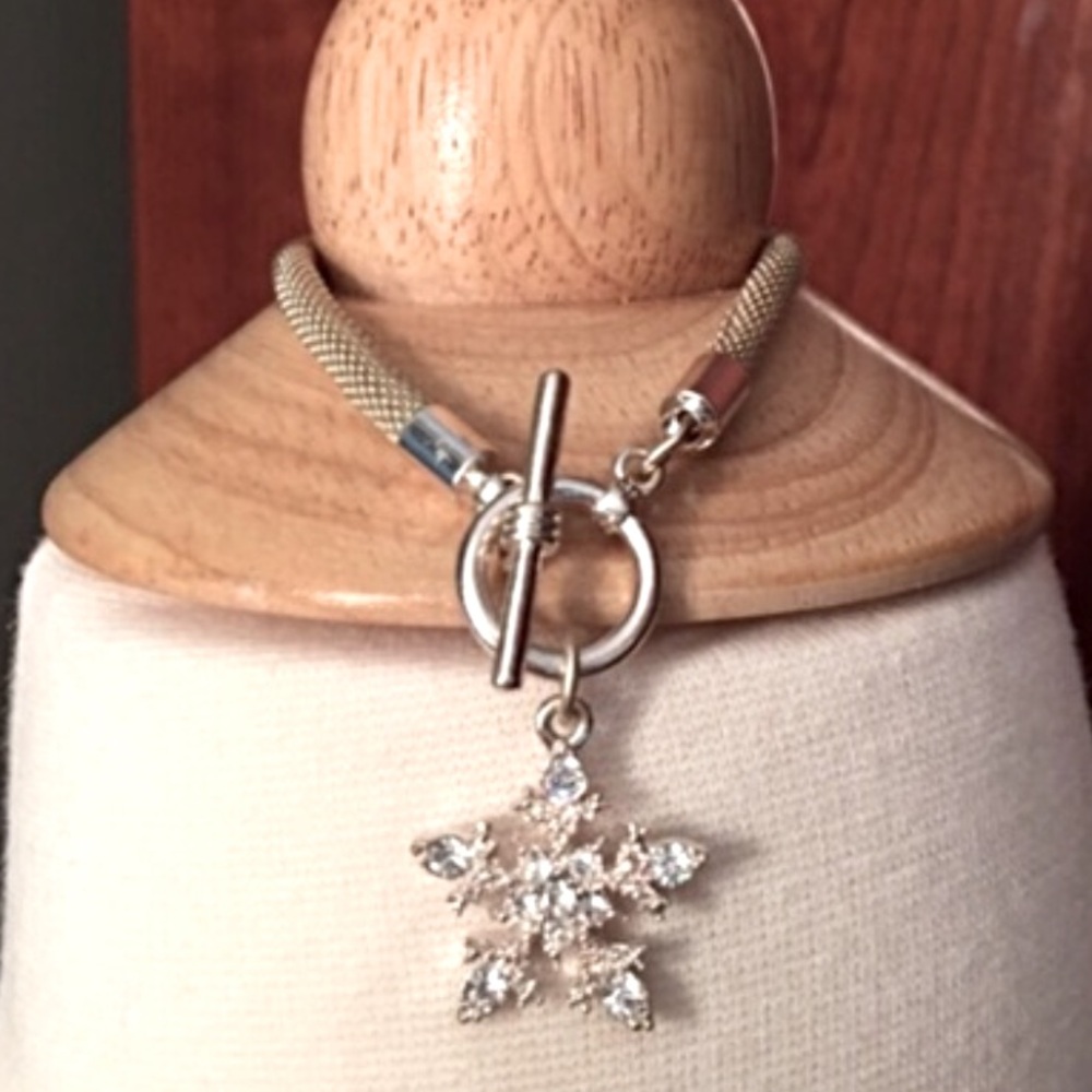 Silver Mesh Snowflake Bracelet